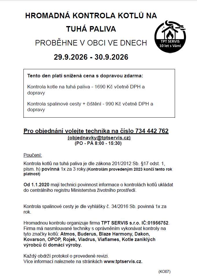 Nabídka kontroly kotlů a&nbsp;spalinových cest
